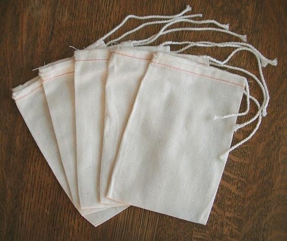 Muslin Drawstring Bags 100 4x6 Cotton for sachets, potpourri, stamping ...