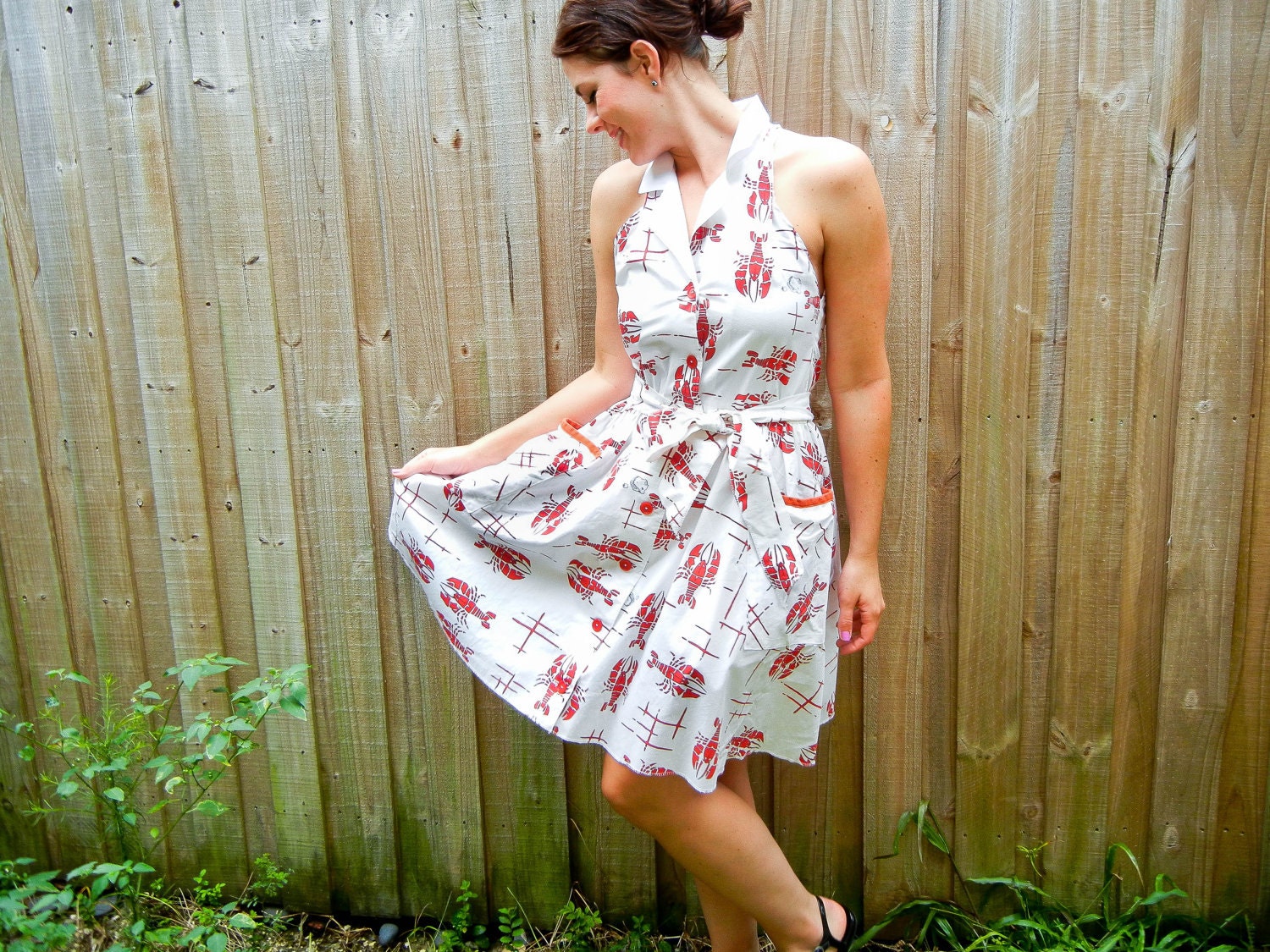 Reconstructed Lobster Printed Day Dress