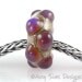 European Charm Bead Big Hole Lampwork Glass Purple Dot Bead-OOAK