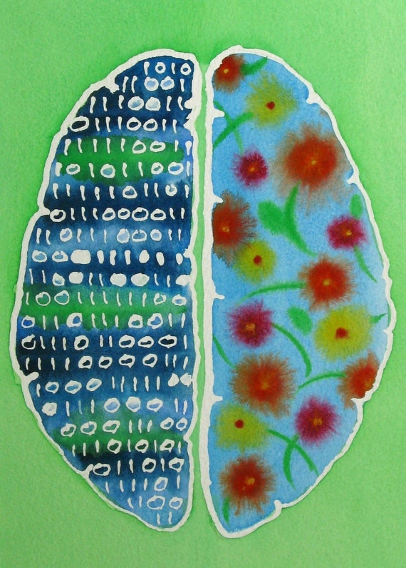 Binary Brain 2 original watercolor painting