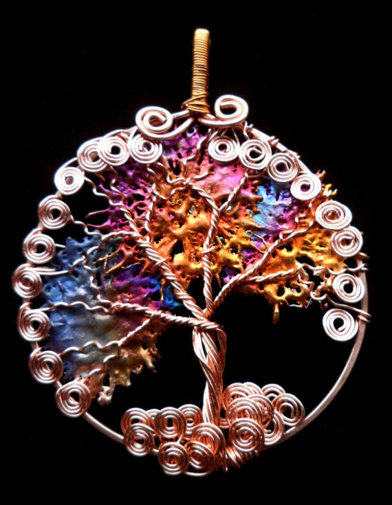 Copper Tree of Life with Copper Splash Leaves Ornament