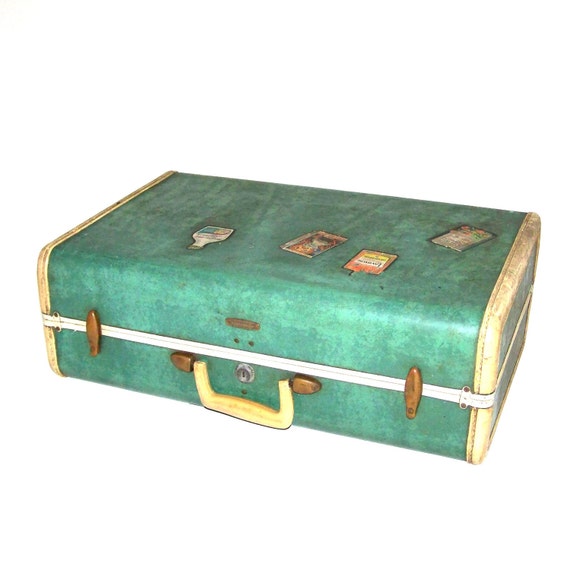Vintage Samsonite Suitcase on SALE. Seafoam Green Mid century