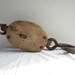 Antique Barn Wooden Pulley Housing with Large Metal Hook