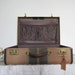 Vintage Tweed Striped Suitcase - Leather Trim & Handle
