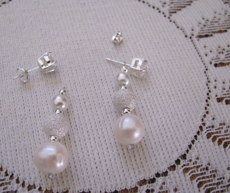 Earring Jackets for Posts or Studs Pearl and Sterling