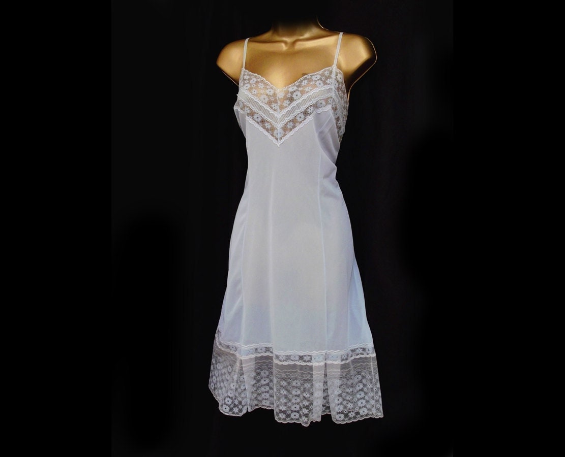 XL Plus size vintage 1960s pleated lacy full slip sheer blue
