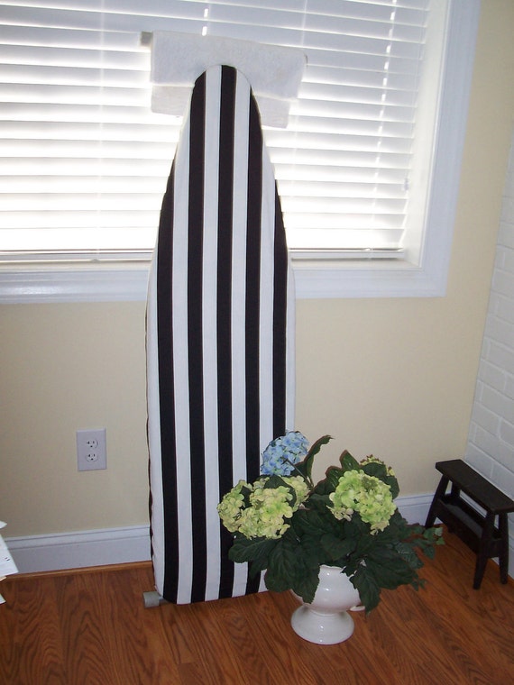 Custom Ironing Board Cover Black and White Canopy Stripe