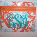 Large Monogrammed Coral Design Cotton PVC Cosmetic Case