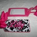 Personalized Luggage Tag Black & Hot Pink Damask