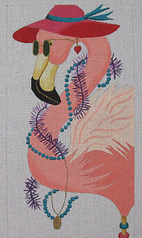 Flashy Flamingo Needlepoint Canvas