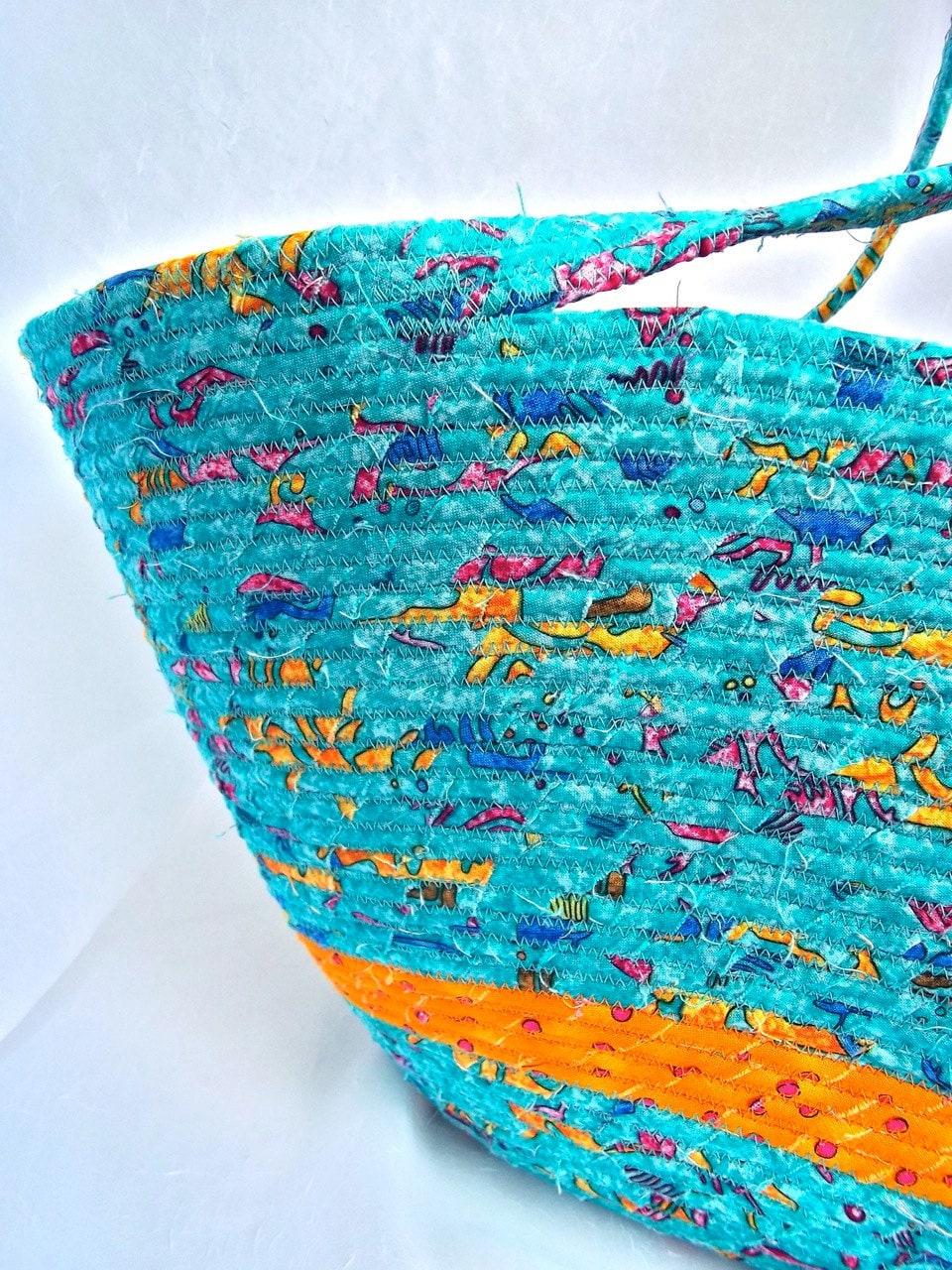 Beach Bag SALE... Turquoise Tote Bag Handmade Aqua Hand Bag