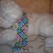 Dog Fleece Scarf in Pink/Blue/Green Plaid with Fringe, X-Large
