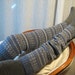 Fair Isle Over the Knee Leg Warmers Boot Socks Blue Grey A656