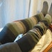 Thigh High Over the Knee Leg Warmers, Footless Boot Socks Brown Olive Stripe B658