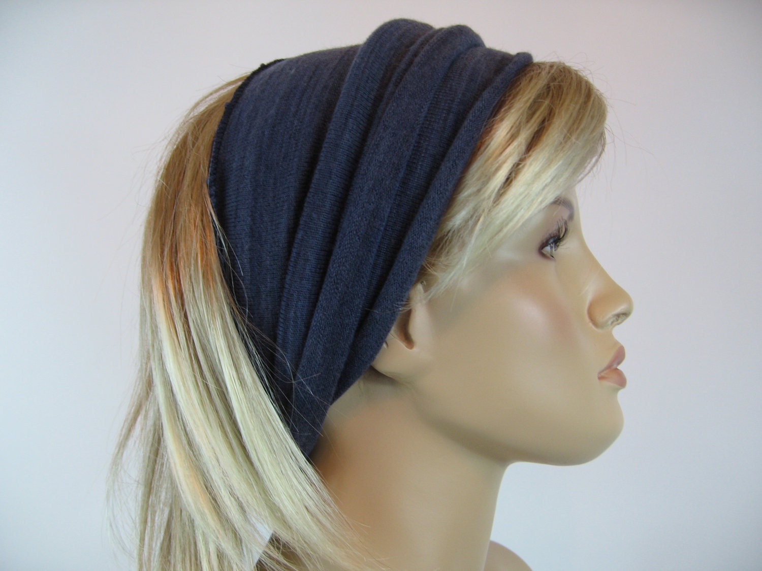 Wide Headband Hair WRAP Dread Wrap Hair band Turban Blue