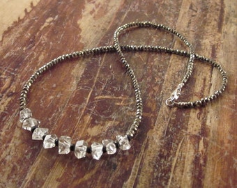 Herkimer Diamond Necklace Quartz Crystal Necklace Gift Pyrite Black Spinel Beaded Necklaces Bead Necklace Womens Necklace Statement Necklace