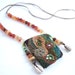 SALE - Mirrored Embroidery Fiber Art Gypsy Pouch - With Cowrie Shells & Faceted SemiPrecious Stones