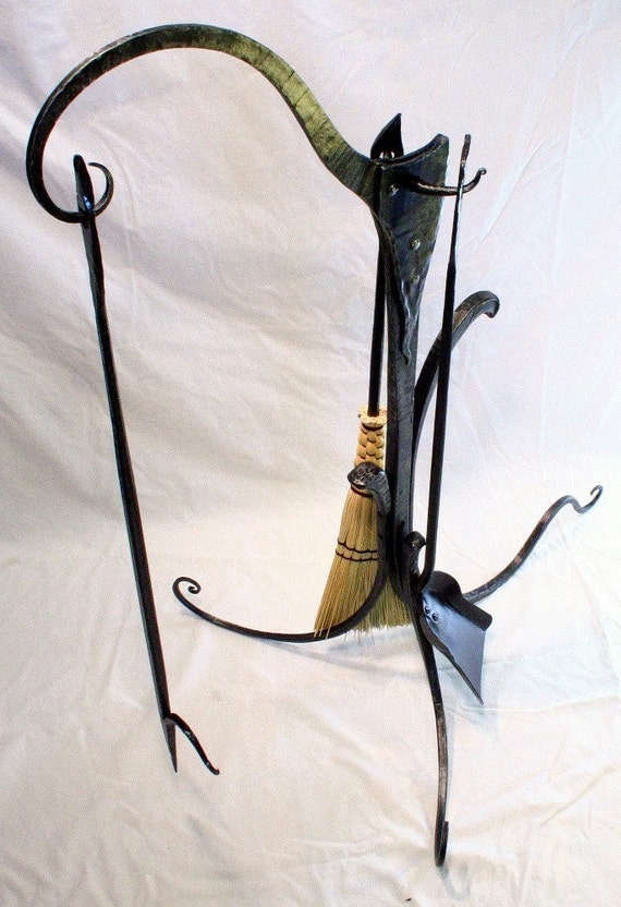 art nouveau fireplace tool set