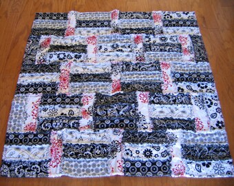 45x45 inch Black and White with a Splash of Red lap quilt
