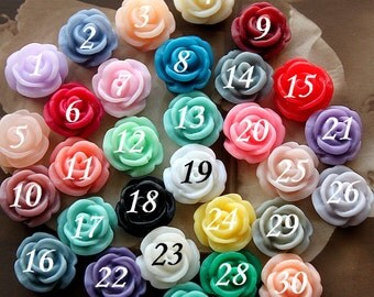 10 pcs Wholesale Beautiful Colorful Rose Flower Resin Cabochon --11mm(CAB-BD)