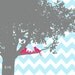 Family Tree Chevron nursery wedding love birds initials personalized turquoise colors 11x14