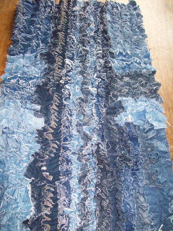 Recycled denim scatter rug handmade