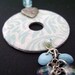 baby blue damask metal washer pendant necklace with heart