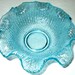 Glass Bowl Dish Ruffled Light Blue Vintage Candy Nuts Serving