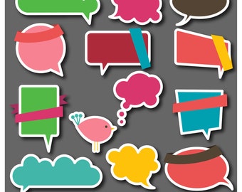 Speech Bubbles Clipart Clipart, Labels Stickers Tags Frames - Commercial and Personal Use