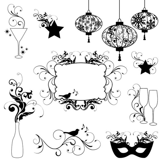 black and white new years clipart - photo #39