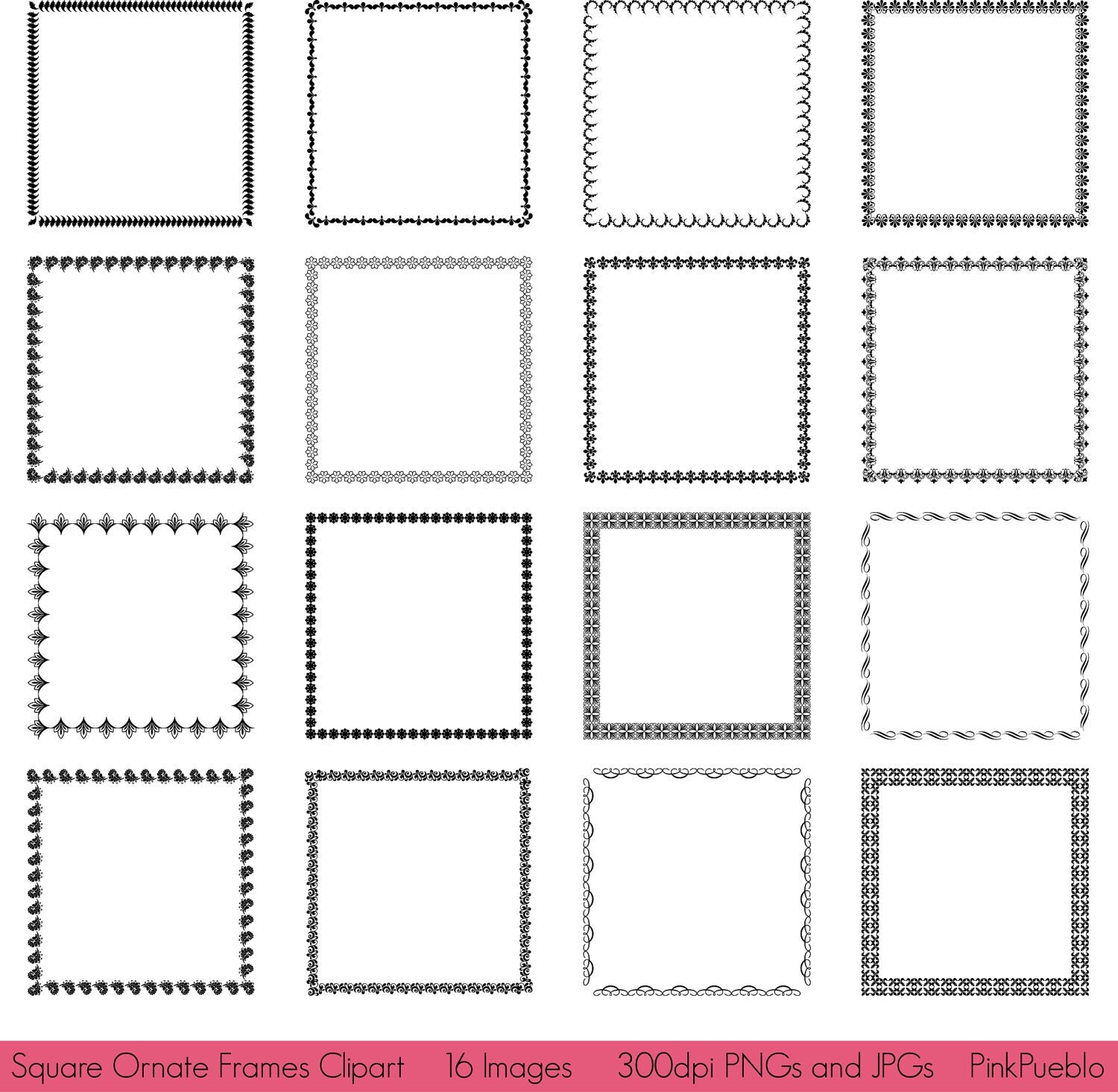 Square Frames Clipart Clip Art Square Ornate Frames by ...