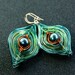 Fairy Peacock Earrings Gold Filled Teal Sea Foam Sky Blue and Copper Free US Shipping