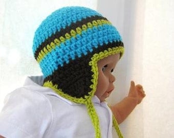 Crochet Pattern Hat , Newborn Baby to Adult, Boy and Girl, Pdf Crochet Ear flap hat pattern - Earflap Hat