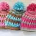 Crochet Pattern Hat , Newborn Baby to Adult, Boy and Girl, Pdf Crochet Beanie Hat Pattern - Pom Pom Hat