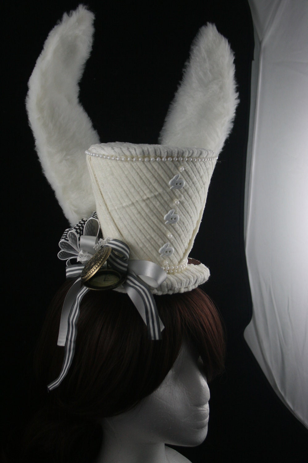 OOAK White Rabbit Crafted Top Hat Fascinator