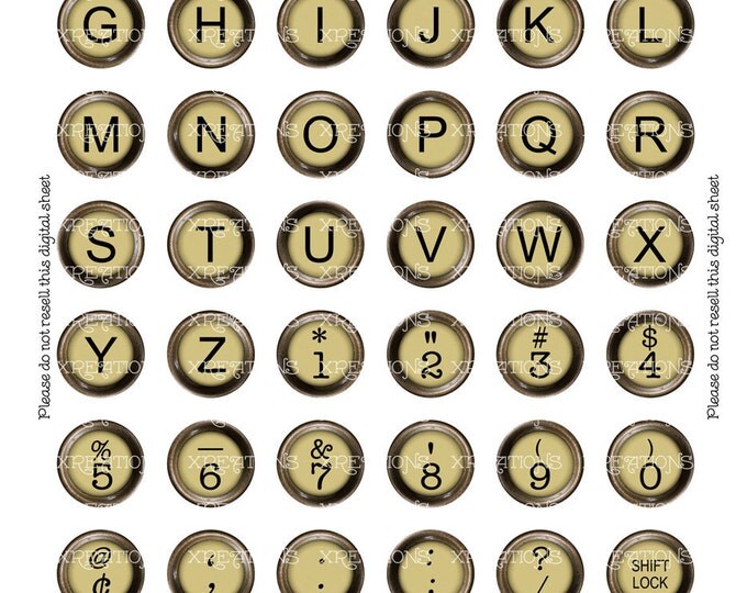 Vintage Typewriter Key Circles - Old Ivory - Digital Collage Sheet