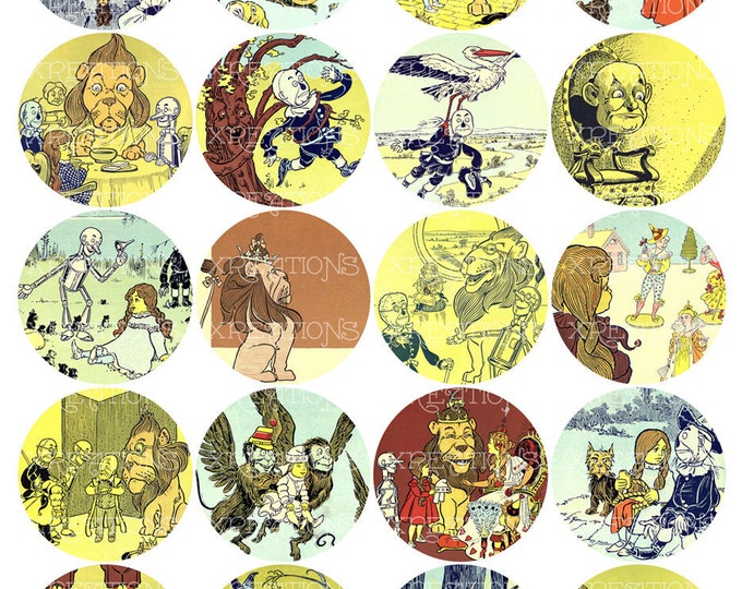 The Wonderful Wizard of Oz - in 2 inches circles - Digital Collage Sheet