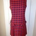 Vintage Dress Mod Mid Century Orange Blue Plaid Size Small