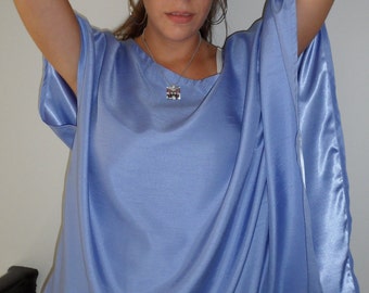 Ready to Ship - Plus Size Asymmetrical Top With Kimono Sleeve in Lavender - Off Shoulder Style