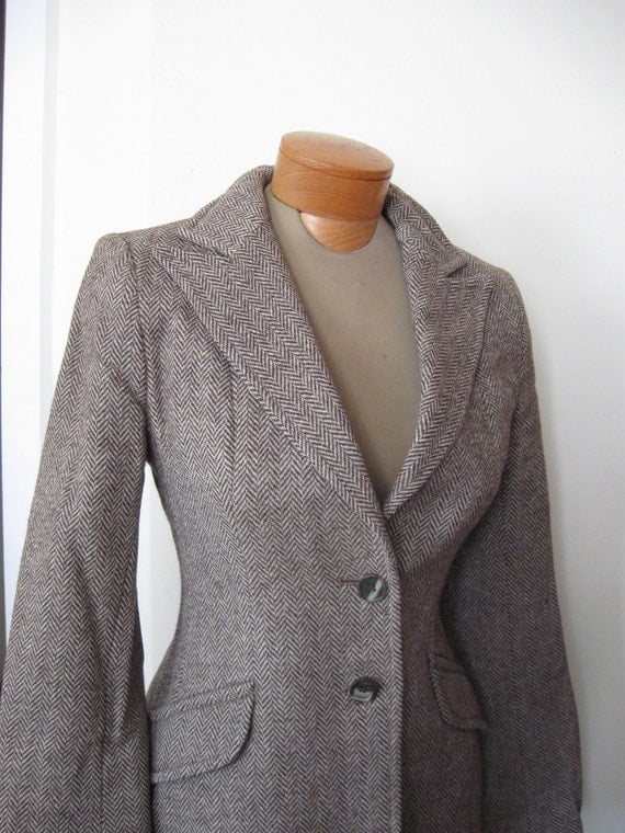 Irish Tweed Herringbone Tailored Riding Jacket Elbow Patches