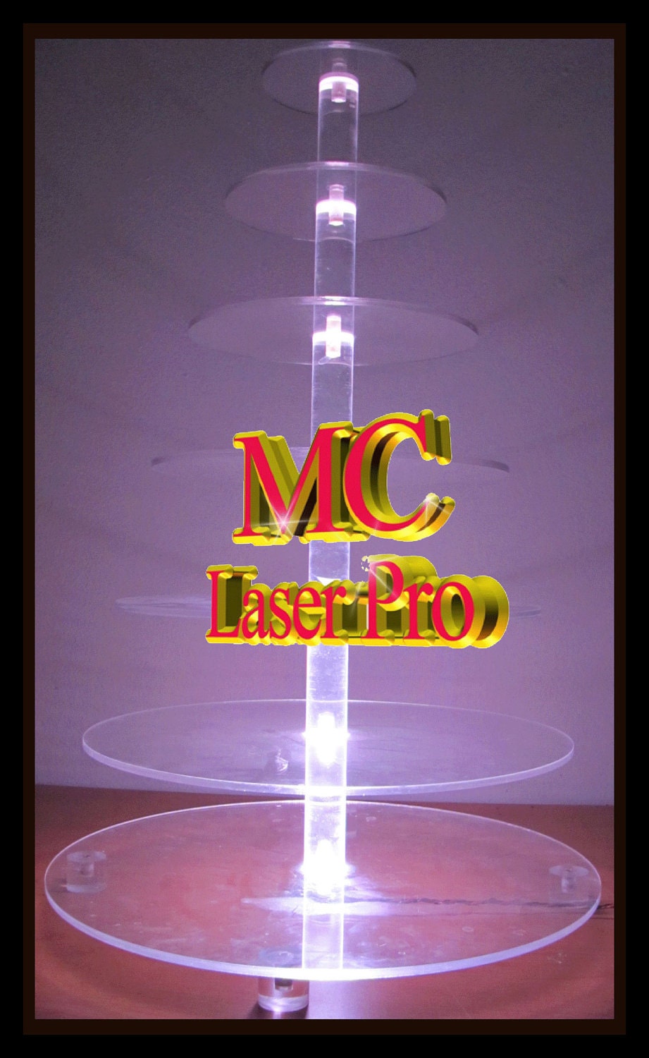 7 Tier Circle Acrylic plexiglass Cupcake Stand Lighted