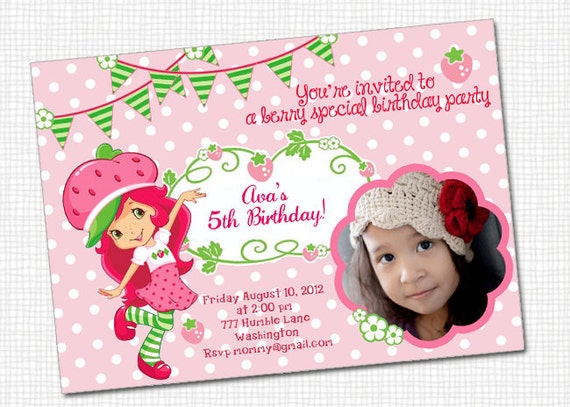 Items similar to Strawberry Shortcake 2 -PHOTO Invitation - Printable ...