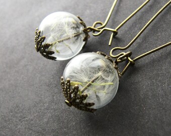 Dandelion Earrings, Hand Blown Glass, Glass Globes, Globe Earrings, Make a Wish, Gifts for Women