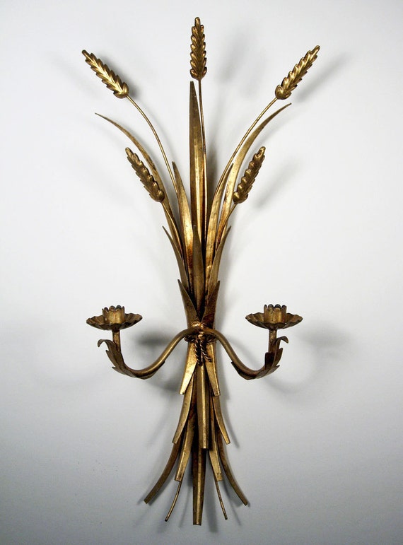 Sheaf of Wheat MidCentury Italian Sconce / Wall Candelabra