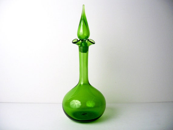 Blenko Glass Green Decanter / MidCentury Art by ObjectOfBeauty