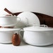 Rare DANSK Kobenstyle White Enamelware Collection - 4 pieces / enamel pots & pan with lids