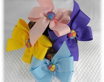 Dog Collar LIMITED Falling Multi Colored Hearts Dog Collar w Bow Choose Size Adjustable Dog Collar with D Ring