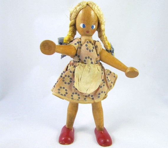 Items similar to Vintage Polish Doll Wood Made in Poland Signed on Foot ...