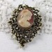 Cameo Brooch Pendant in Antique Gold Finish