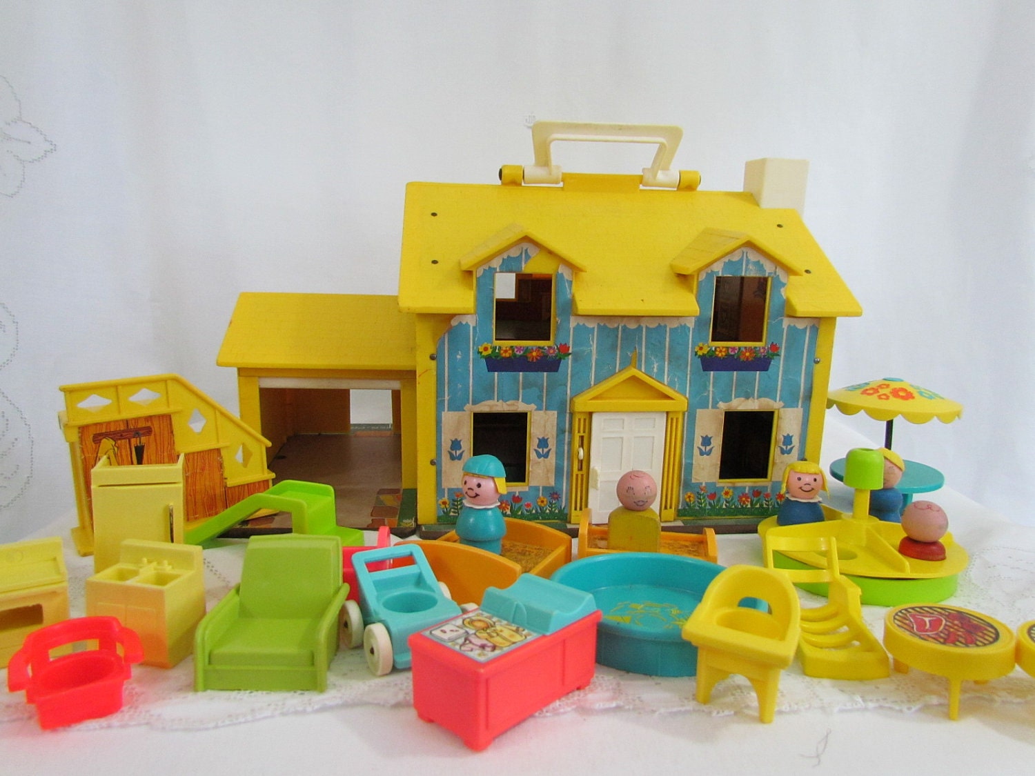 Vintage Fisher Price Doll House and Furniture